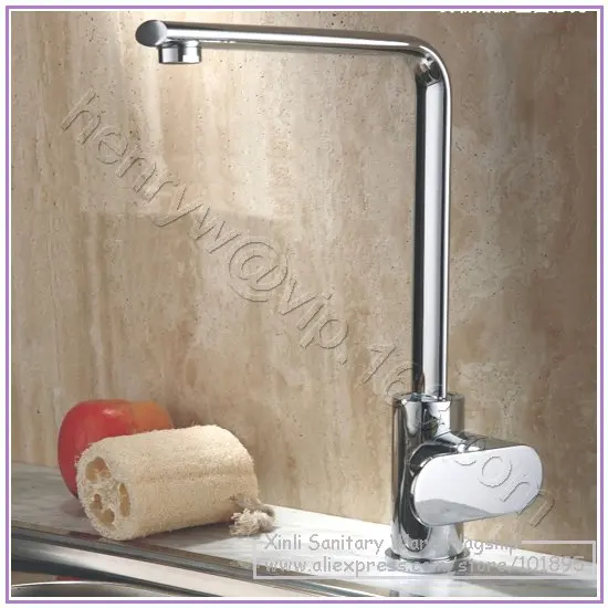 L16631 Luxury Deck Mounted Chrome Color Brass Material of Single Lever Kitchen Tap