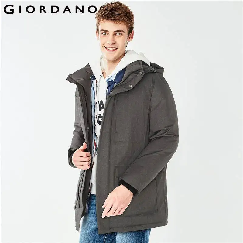 Giordano Men Duck Down Jacket Men Grey Duck Down Detachable Mid-long Down Jacket Machine Washable Windproof Doudoune Homme Warm - Image 5