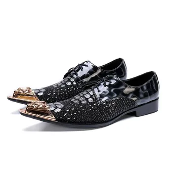 

Fashion Luxury Mens Oxford Leather Shoes Genuine Leather Black Formal Men Dress Shoe For Wedding Party Buckle Business High Heel