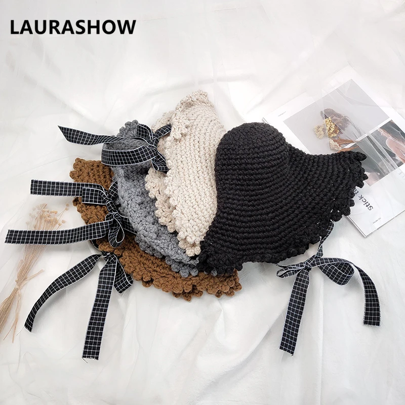 LAURASHOW/6 цветов, летняя детская простая крупнозернистая солома, шляпа для девочек, пляжные шляпы, шляпа от солнца