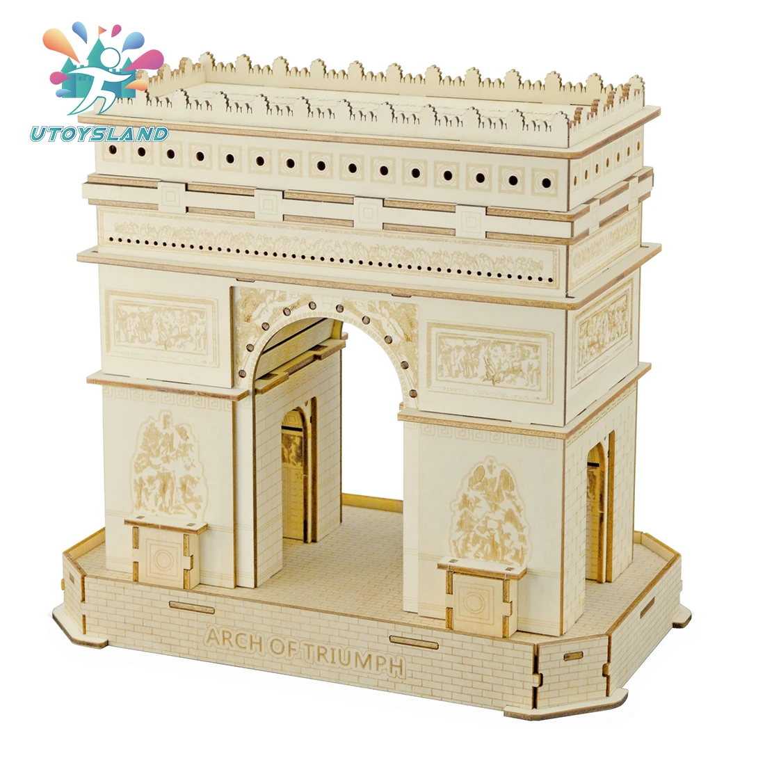 

Wholesale Price High-Precision Laser Cutting 3D Wooden Puzzle Jigsaw Model For Happy Time For Building Triumphal Arch