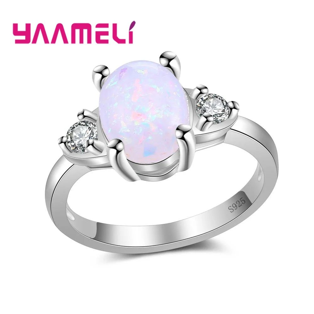 

Giemi Big Discount 925 Sterling Silver Bridal Finger Rings With Bright Cubic Zirconia Crystal Opal Store Jewelry For Women