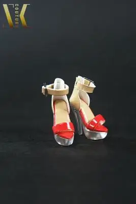 [FR100] Новинка,, 12 дюймов, модная королевская обувь# Прозрачный каблук, обувь для 12 дюймов, модная королевская кукла Momoko - Цвет: Красный
