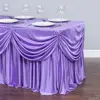 White luxury Table Skirt With Swag for Wedding Use Wedding Table Skirting with drape 5