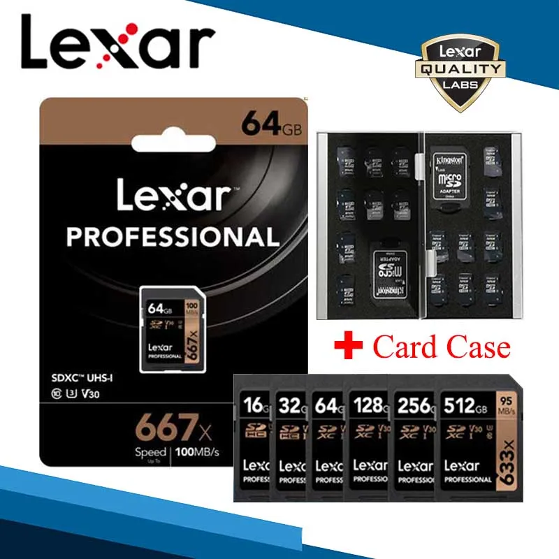 Lexar sd-карта 100 м/с 633x256 ГБ U3 SDHC 128 ГБ V30 64 Гб C10 SDXC карта памяти 10 класс для хранения видео камеры 1080p 3D 4K