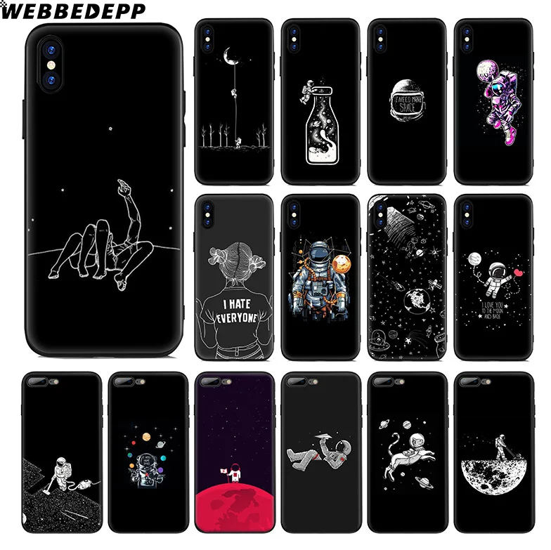 WEBBEDEPP Space Sweet Cute Soft Silicone Case for Apple iPhone 11 Pro Xr Xs Max X or 10 8 7 6 6S Plus 5 5S SE TPU |
