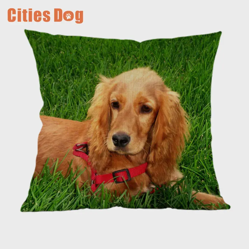 

Cute Lovely Animal Dog Decorative Cushion Cover English Cocker Spaniel Square Throw Pillow Cover Pillow Case Car Sofa Decor
