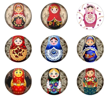 

Hot sale 5pcs16mm20mm25mm Tradition Russian Doll Women's Vintage Handmade Photo Glass Drop Style Cabochons Jewelry Accessories