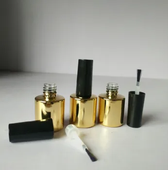 

2019 New 200pcs 8ml Empty gold round Nail Polish Bottle &Small Brush Nail Art Container Glass Nail Oil Bottles
