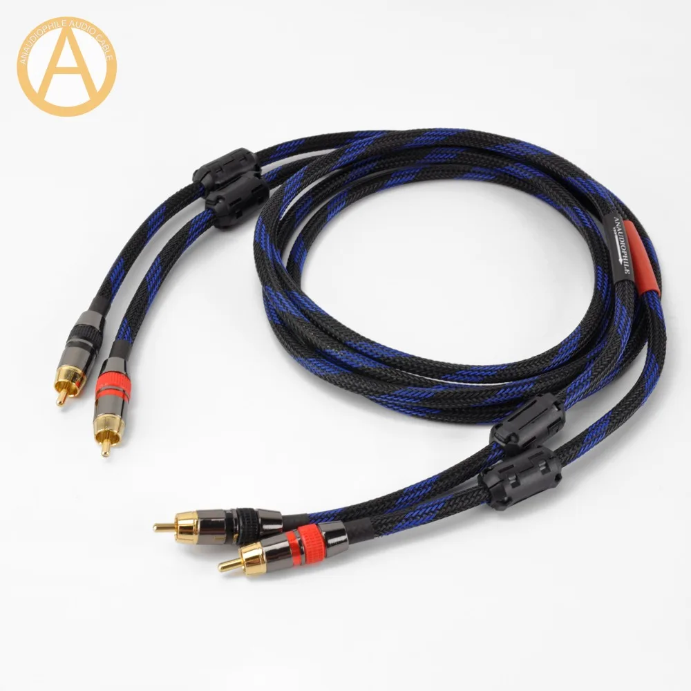 Hifi RCA Cable 4N OFC RCA Interconnect Cable 2RCA To 2RCA Male RCA Audio AV Cable Amplifier Preamplifier DAC Quad Ferrite Beads