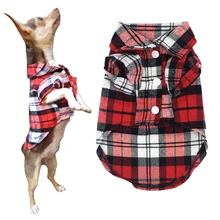 Primavera Roupas de Verão Para Cães Pequenos Gatos Chihuahua Yorkshire Filhote de Cachorro do animal de Estimação Cão T-shirt Camisas de Algodão Xadrez Clássico Roupas Colete