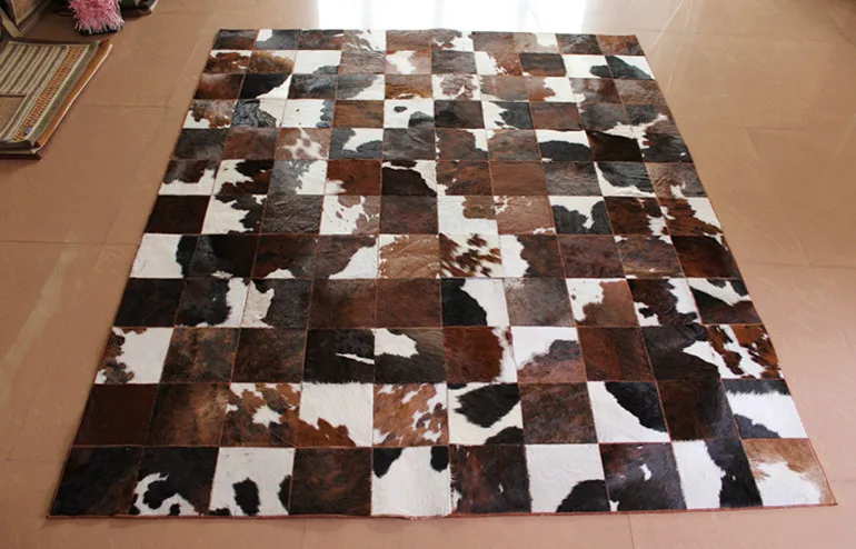 Модный художественный ковер Натуральная Воловья кожа черный красный белый ковер