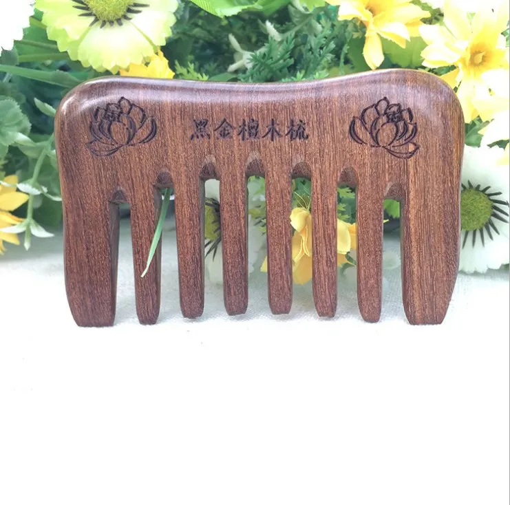 ZGTGLAD High quality Pocket Wooden Comb Natural Green Sandalwood Super wide Tooth Wood Combs engraved beard Comb hair combs|Combs| - AliExpress