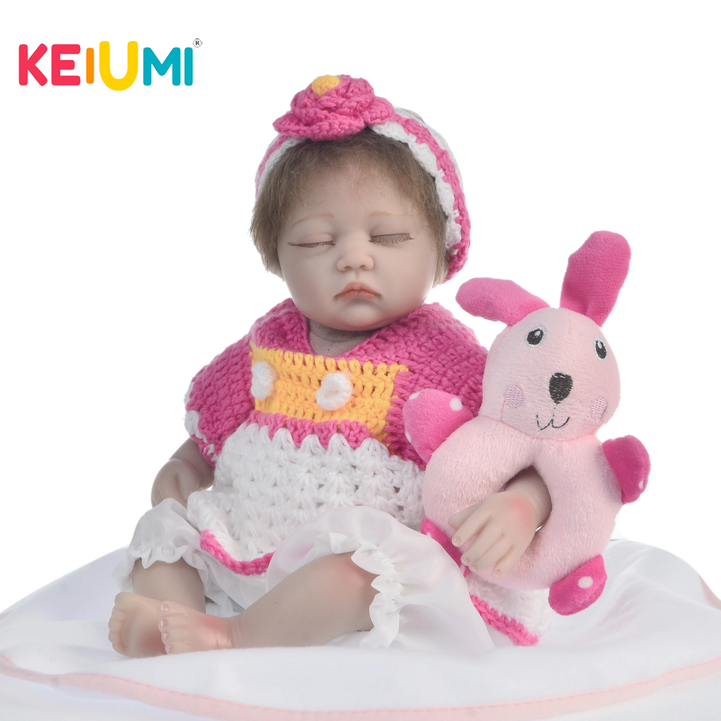 

KEIUMI 2019 17" Reborn Dolls Soft Silicone Baby Closed Eye Doll Toy Boy Playmates 43 cm DIY Boneca Toys For Children