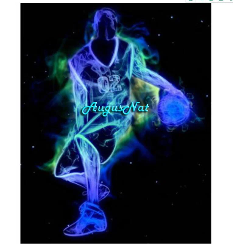 basketball player diamond painting full wall art night light sport man
