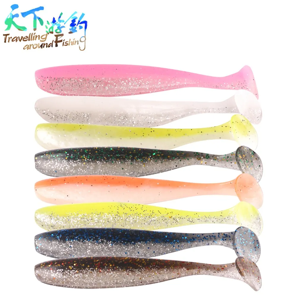 10Pcs/Pack Soft Lure 70mm/2.4g 90mm/4.8g T Tail Fishing Lures Silicone