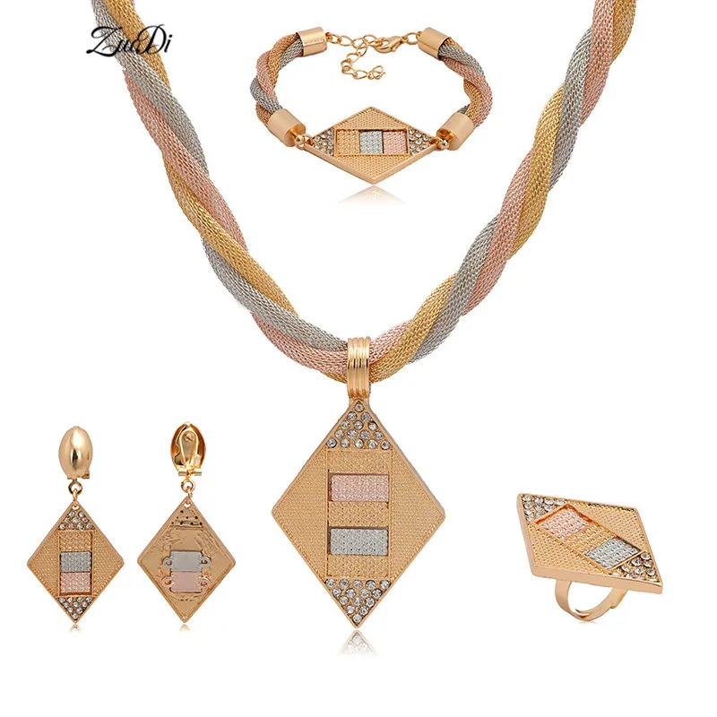 ZuoDi Fashion statement jewelry set Wholesale Dubai gold color Jewelry