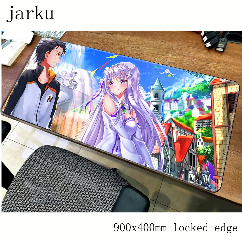 Игровой коврик для мыши re zero 900x400 мм гелевый большой игровой ноутбука подарок