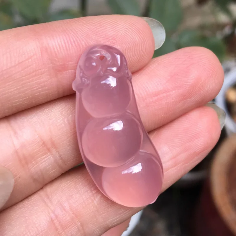 Природные Халцедон горох зеленый Подвески Ice Crystal Агат счастье Bean Цепочки и
