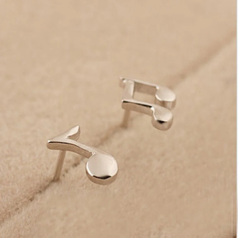 Женские серьги гвоздики с музыкальными нотами антиаллергенные|music note stud earrings|silver