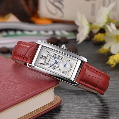 Muhsein повседневное бизнес выдающиеся часы водостойкие кварцевые часы модные женские часы кожаный ремешок - Цвет: RED white face