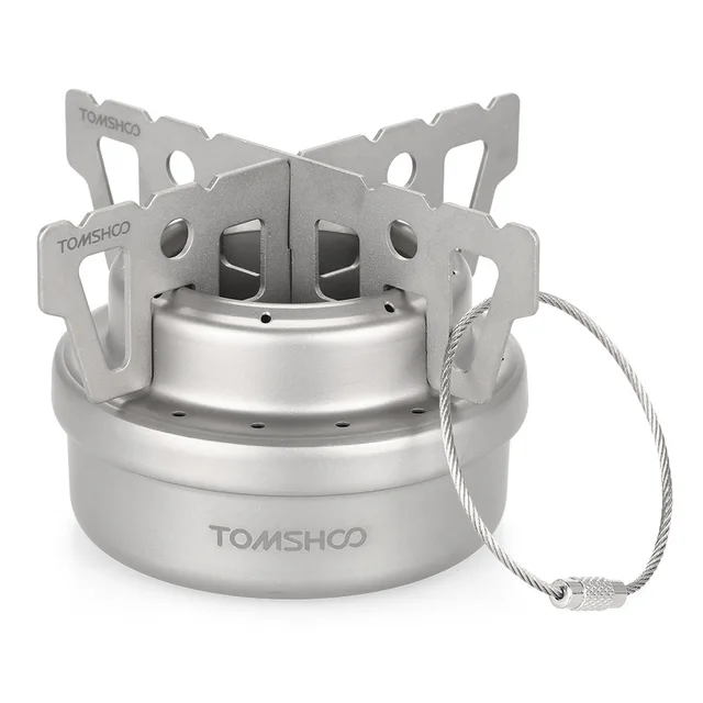 Details about / Camping Titanium Alcohol Stove Outdoor Portable Cooking Burner w//Lid Cross Stand