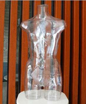 

Best Quality Customized Female Transparent Mannequin Clear Mannequin With Metal Base Factory Direct Sell