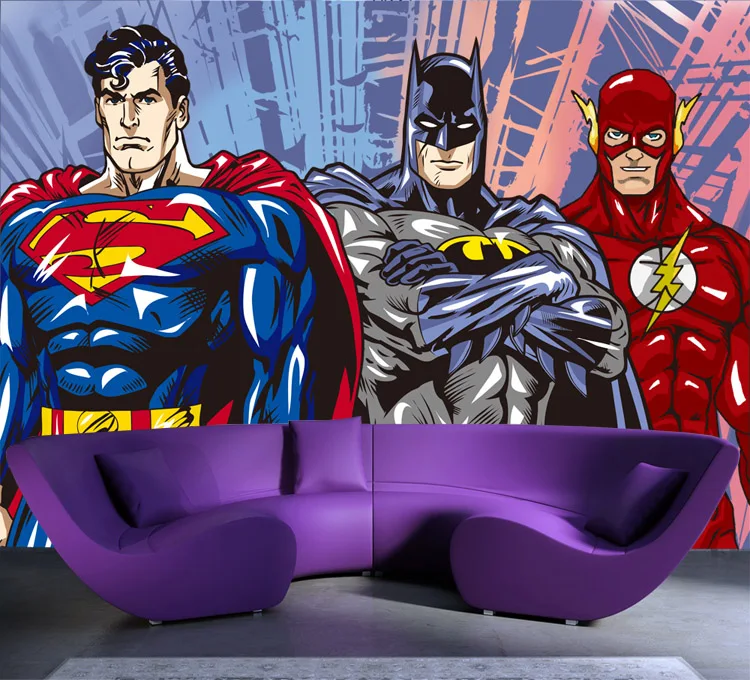 Пользовательские 3D настенные фрески Бэтмен Супермен флэш обои комиксы фото обои для мальчиков детская спальня декор для гостиной супергерой