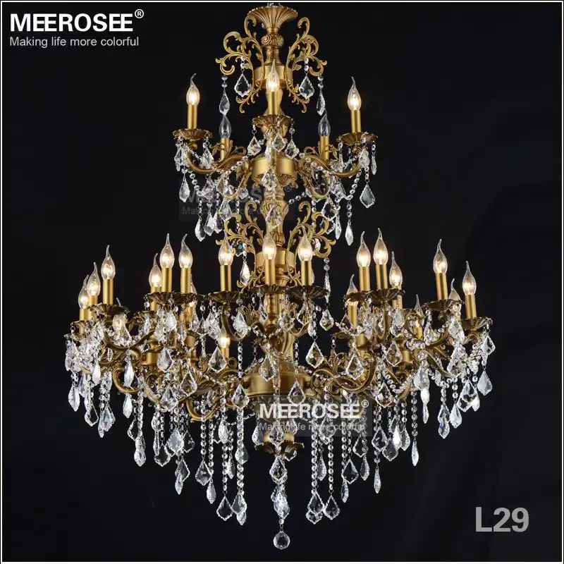 Luxurious Large Brass Color Crystal Chandelier Lamp Re