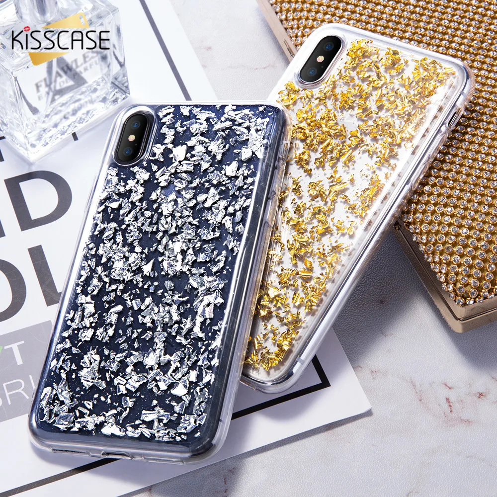 KISSCASE Bling Gold Foil Phone Case For iPhone 5 5S SE Cases Luxury