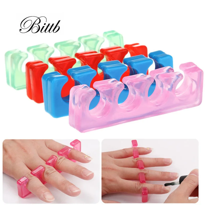 

Bittb 2pcs Silicone Finger Toe Separator Nail Art Salon Tools Beauty Nail Gel Polish Coating Manicure Finger Spacer Random Color