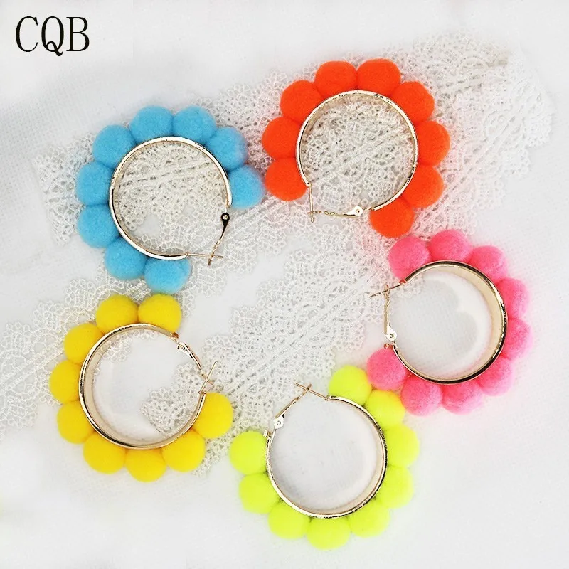 

Ladies cc earrings bohemian style hair ball fashion popular new 2019 geometric exaggeration global AliExpress jewelry wholesale