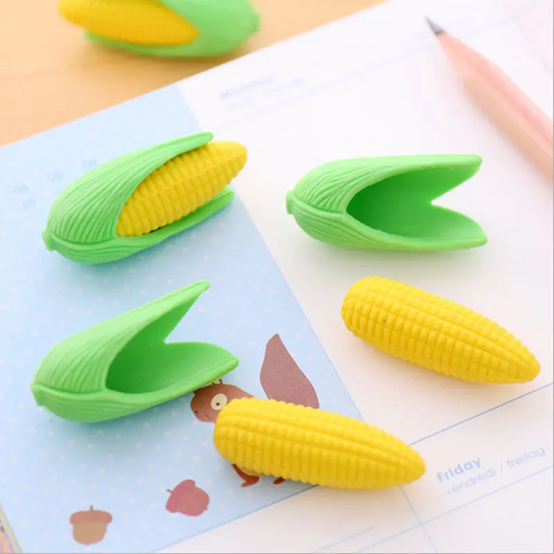 

2Pcs/Lot Cartoon corn modeling eraser Eraser Rubber Stationery Shaped Creative kawaii School Supplies learning office supplies