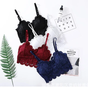 

Women Lace Bralette Casual Underwear Camisole Sling Vest Shopping Simple Lace Floral Padded Sleeveless Adjustable Strap One Size