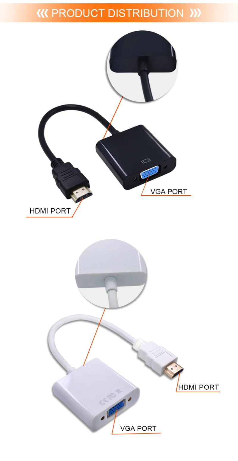 HDMI к VGA адаптер цифро-аналоговый видео аудио конвертер кабель мужчин и женщин HD1080P HDMI VGA разъем для ПК ноутбука тв Xbox