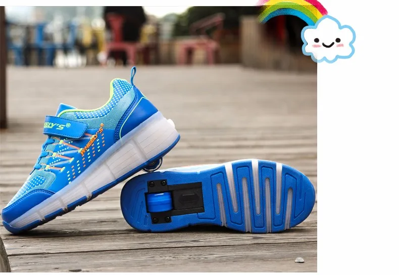 High Quality Kids LED Glowing Sneakers With Wheels Boys Light Up Shoes Girls Roller Skates tenis de rodinha8
