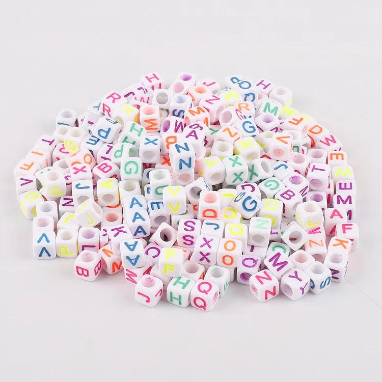 100pcs 6mm Mixed Square Alphabet Letter Beads Charms Bracelet Necklace For DIY Jewelry Making Clothing Decor Accessories - Цвет: Mixed01