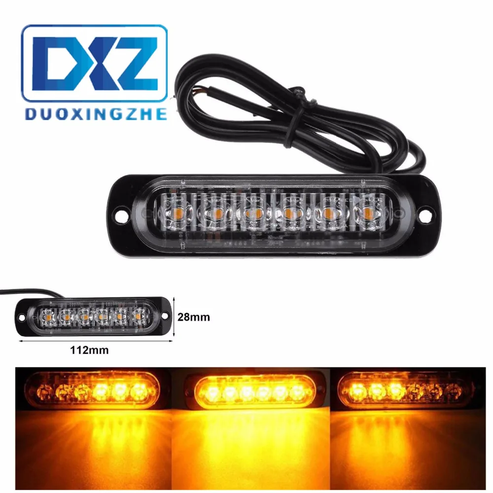 

12V-24V 6LED White/yellow Ultra Slim LED Strode Light signal Police Flashing Lightbar Side Lights for Car / motorcycle / truck