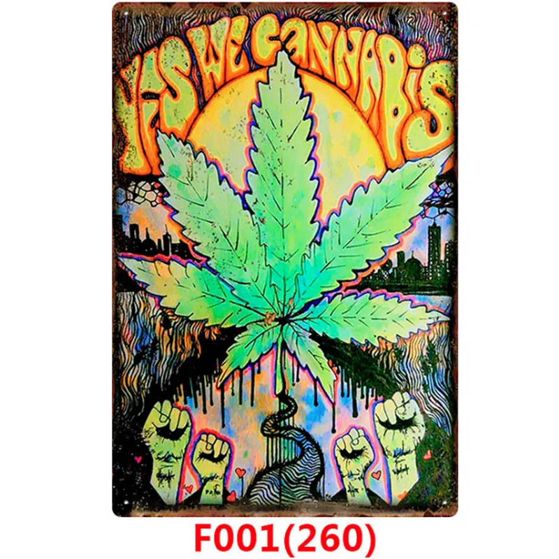 1pc Weed Retro Metal Tin Signs Poster California Vintage Tinplate Poster Bar Cafe Wall Decoration Poster 20*30cm - Цвет: Небесно-голубой