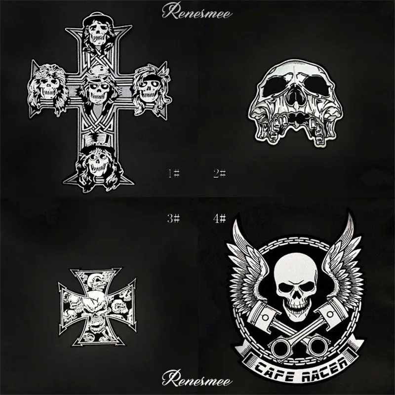 

1Pc Trend Punk Style Iron on Embroidery Cloth Decoration Adhesive Stickers Patch Personality Large Repair Label Fashion SX371