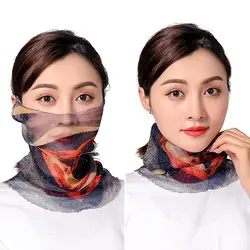 2019 солнцезащитный Поддельный Воротник открытый шарф-маска на лицо Модный женский шелковый шарф тонкая сетка Висячие уши шейный шарф
