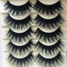 5 пар ручной работы двойной цвет синий+ черный мягкий толстый крест накладные ресницы набор для макияжа инструменты для наращивания