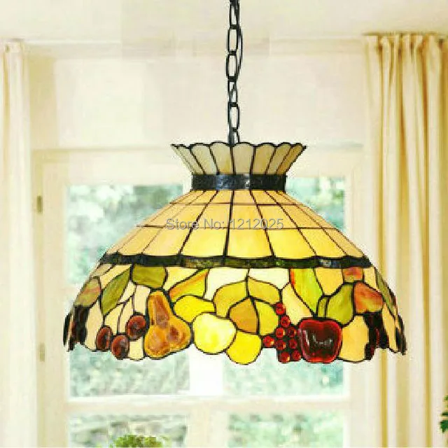 Wonderful Tiffany Pendant Lights Dinning Lamps Bedroom Kitchen Wonderful Tiffany Pendant Lights Dinning Lamps Bedroom Kitchen Stained Gl Lampshade Vintage Hanging Lamp Fruits Design18