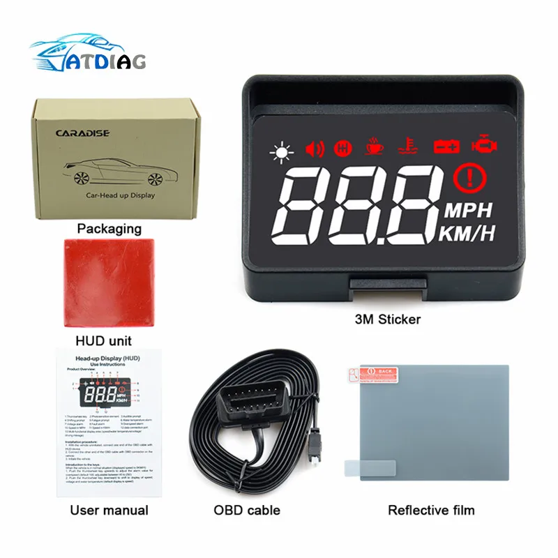 Автомобильный проектор OBD2 II EUOBD с блендой для объектива дисплеем HUD система