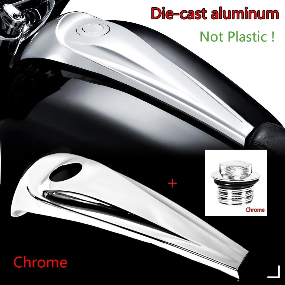 Aluminum Chrome Smooth Dash Fuel Console Cover&Chrome Gas Tank Cap For