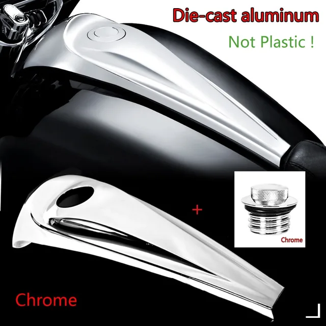 Aluminum Chrome Smooth Dash Fuel Console Cover&Chrome Gas Tank Cap For