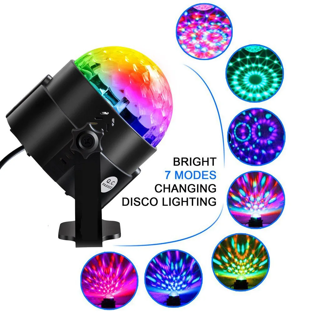 الصوت المنشط 7 ألوان DJ ديسكو الكرة لوميير أضواء 3 W الجدة جهاز عرض ليزر RGB المرحلة الإضاءة تأثير مصباح KTV الموسيقى حزب