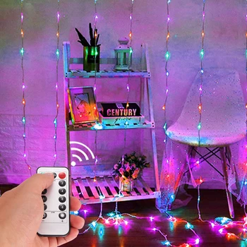 

Curtain String Lights 300 LED Curtain Fairy Lights Copper Wire Twinkle Star String Lights Bedroom Decor Indoor Outdoor Wedding