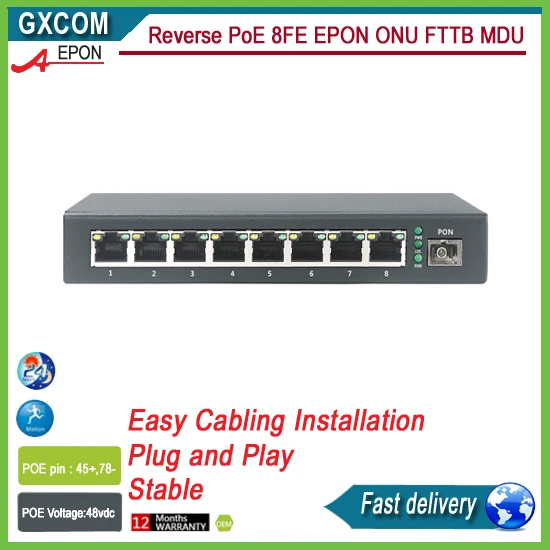 

Reverse PoE 8FE EPON ONU FTTB MDU