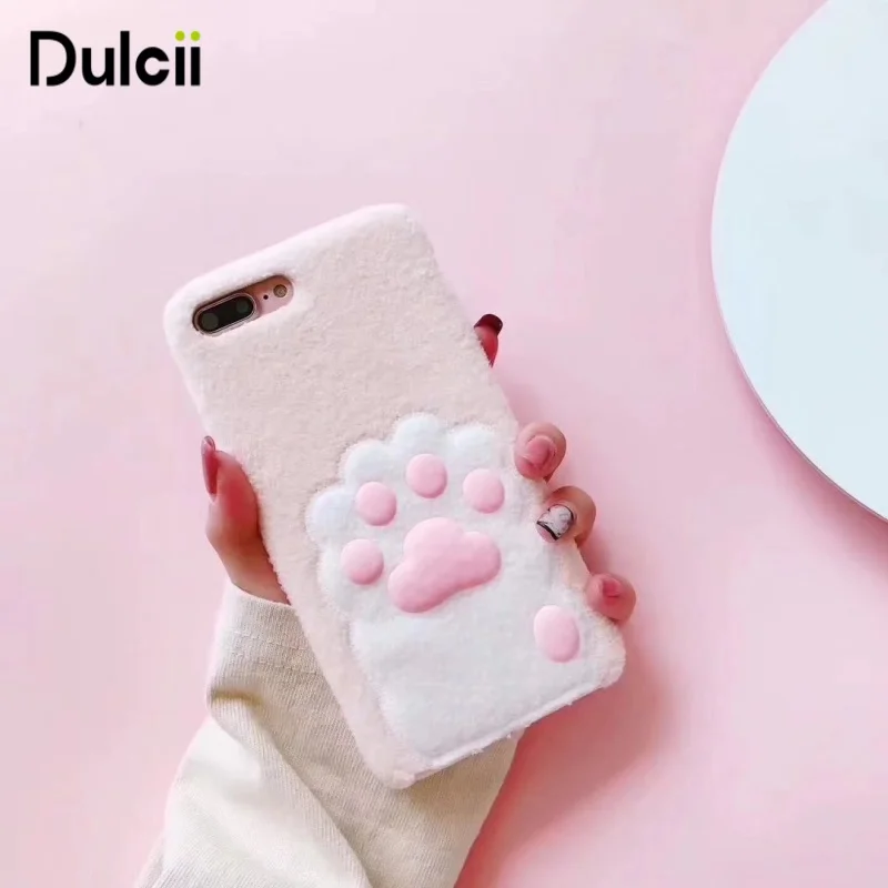 Dulcii для iphone6 6S 6 Plus милые плюшевые Кошачий коготь ТПУ чехол Apple iPhone плюс телефон